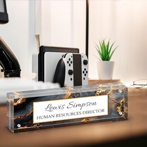 Desk Name Plate Personalized, Desk Double sided pattern Name Plate Personalized Office Desk Decor for Women and Men , Teacher Nurse Boss Employee Appreciation Gifts (gilded marble, fixed pattern) - Image 5