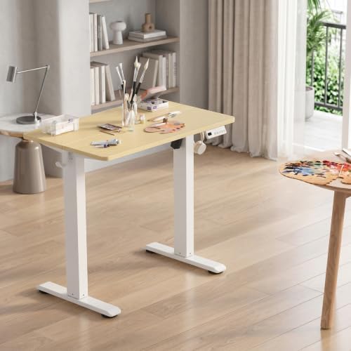 Claiks Electric Standing Desk 35x20 Inch Adjustable Desk, Nature - Image 2