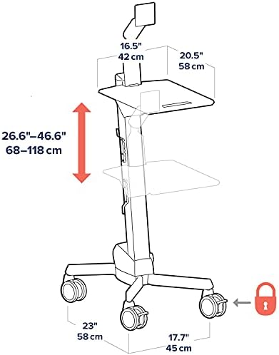 Ergotron – Neo-Flex Rolling Computer Cart, Mobile Standing Desk Workstation – Monitor, Grey - Image 3