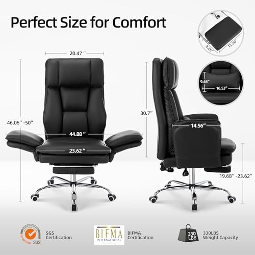 TonghuaS Big and Tall Cross Legged Office Chair, Flip Armrests ＆ Foot Rest - Image 2