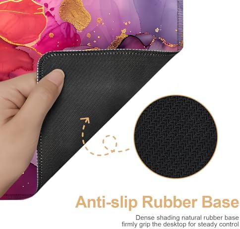 Large Mouse Pad, Floral Ink Desk Mat, Extended Gaming Mouse Pad with Non-Slip Rubber Base, Thick 3mm Smooth Surface Keyboard Mat for Office & Home，35.5 x 15.8 in - Image 3