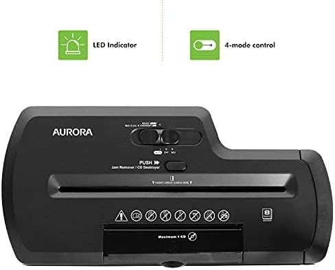 Aurora Professional Strip Cut Paper Shredder/CD/Credit Card Shredder Without Wastebasket, 8-Sheet Strip-Cut No Basket - Image 4