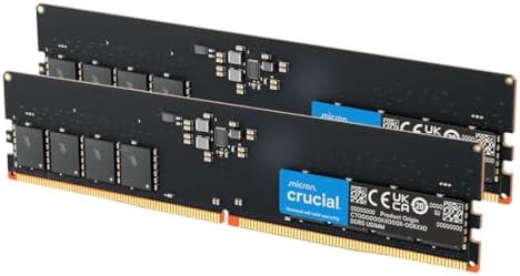 Crucial 16GB DDR5 RAM Kit (2x8GB) 5600MHz Desktop Memory, UDIMM 288-Pin, Black, CT2K8G56C46U5 by Crucial