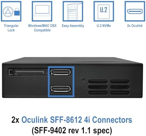 Kingwin Mobile Rack for 2 x U.2/U.3 NVMe SSD Ultra-Fast Oculink Connectivity High-Performance Storage Solution, Hot-Swap, Tool-Free 2.5” NVMe SSD Aluminum Enclosure Maximum Speed 64 Gb/s - Image 7