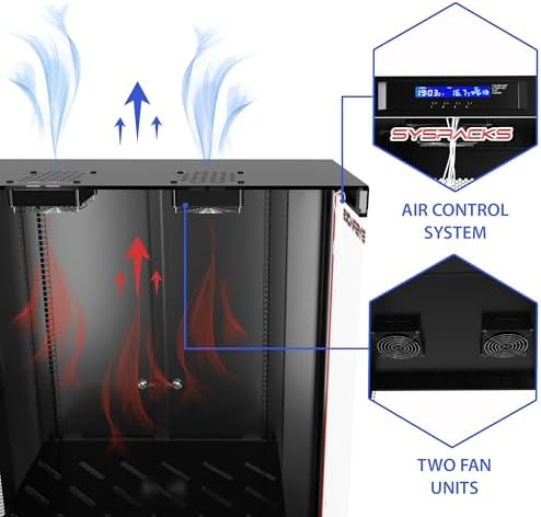 Sysracks 18U Premium Rack Mount Server 35" Depth Deep Network Cabinet, Server Rack with Fan, Removable Side Panels, Locking Glass Door Computer Cabinet Enclosure Network Rack Case PR 18.900 - Image 5