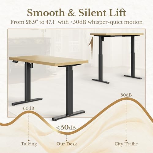 ErGear 48 X 24 Inch Height Adjustable Electric Standing Desk, Light Walnut - Image 6