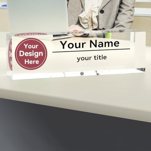 Desk Name Plate Personalized, Custom Name Plates for Desks, Office Desk Decor, Make Your Own Nameplate with Logo, Name Plates for Desks, Personalized Office Gift for Coworkers (Logo) 731 - Image 2