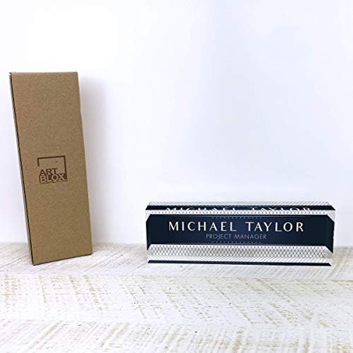Artblox Office Desk Name Plate Personalized | Custom Name Plates for Desks | Net Shape Design On Clear Acrylic Glass | Office Desk Decor - (8" x 2.5") - Image 6