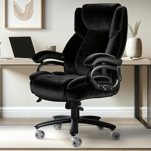 Indulgear 500lbs Fabric Big and Tall Office Chair,500lbs Heavy Duty Office Chair for Heavy People, High Back Executive Computer Chair with Adjustable Lumbar Support, Dual Rubber Wheel - Image 2
