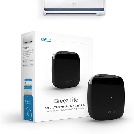 Breez Lite Smart AC Controller for Mini-Split, Window, Portable ACS (Black) by CieloBreez
