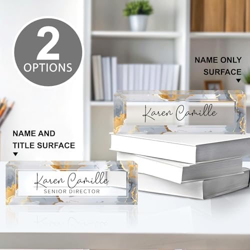 Custom Office Name Plate for Desk - Name Plate Personalized Gifts for Coworkers, Boss, Teacher, Social Worker - Acrylic Office Desk Decor for Women Men - Employee Appreciation Gifts (grey gold) - Image 4