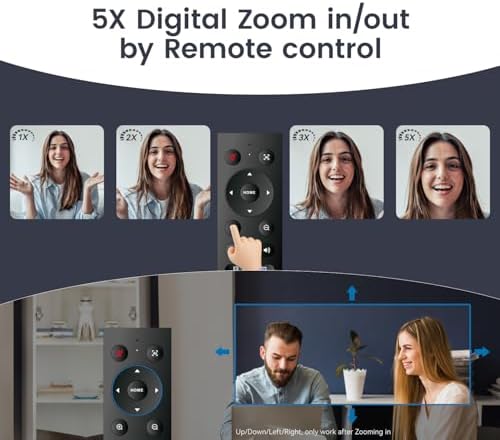 TONGVEO 3-in-1 4K Webcam with Microphones and Speaker, AI Auto-Tracking 5X Digital Zoom Webcam 4K Adjustable Field of View Remote Control Works with Microsoft Teams, Zoom, Google Meet, PC Mac Laptop - Image 5