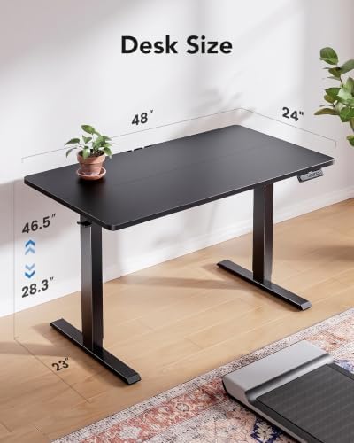 HUANUO 48x23 Inch Electric Standing Desk, Adjustable, Black - Image 3