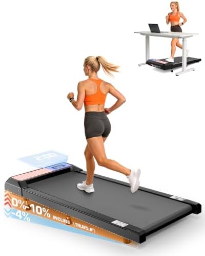 Walking Pad with Incline 10% & Decline -4%, Under Desk Treadmill for Office, Portable Treadmills, Compact Treadmill for Small Space, 265lbs Capacity, Remote Control, Led Display by Unknown