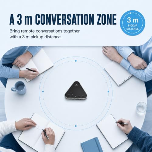 Bluetooth Conference Speaker and Microphone, Bluetooth Speakerphone for Small Meeting Room，Wireless Conference Speaker 360°Voice Pick up with Noise Cancellation Mics for Computer/Laptop - Image 3