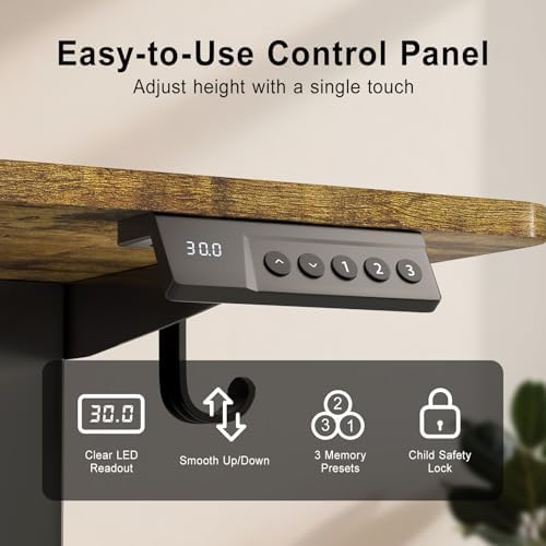 48 Inch Height Adjustable Desk for Home, Dark Walnut - Image 2