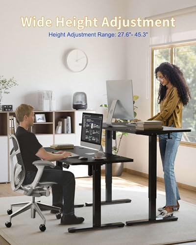 YIHAYO Electric Standing Desk, 48 x 24 Inches Stand Up Desk with Splice Board, Adjustable Height Desk, Computer Desk for Home Office, Black Frame/Black Top - Image 3