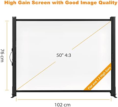 Portable Projector Screen with Stand, 50 Inch 4:3, Outdoor Projector Screen, Lightweight and Retractable, 1.2 High Gain Wrinkle-Free Video Projection Screens, for Home Cinema, Meeting Presentation. - Image 3
