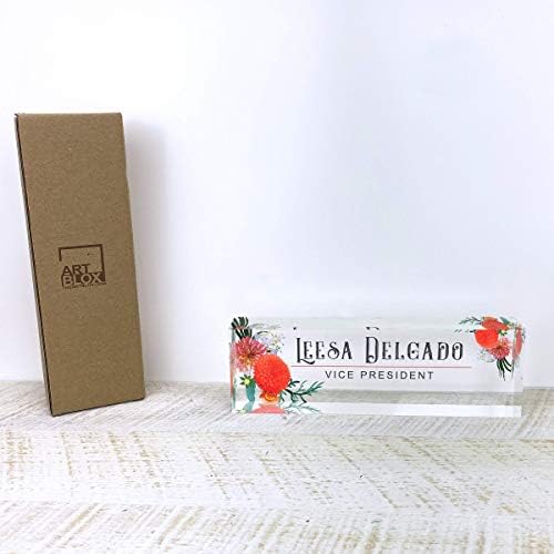 ARTBLOX Personalized Acrylic Desk Name Plate, Autumn Flowers Design - Image 6