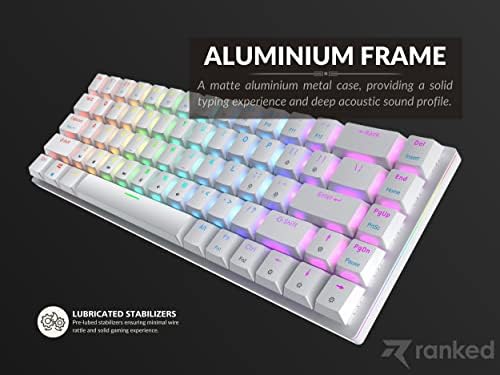 Ranked G65 Guardian 65% | Full Aluminum Frame | Ultra Slim Hot Swappable Mechanical Gaming Keyboard | 68 Keys Multi Color RGB LED Backlit for PC/Mac Gamer (White, Gateron Low Profile Blue) - Image 5