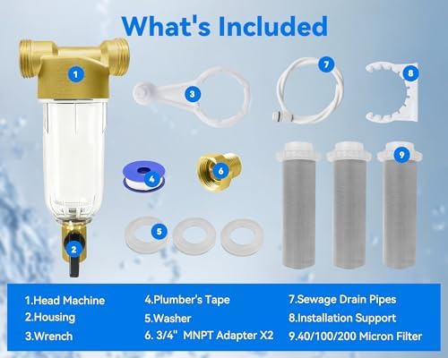 Spin Down Sediment Filter 40/100/200 Micron, Reusable Water Filter System - Image 7
