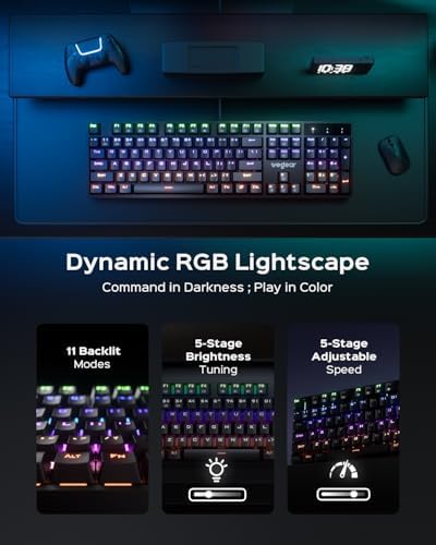 wegear Wired Mechanical Gaming Keyboard with Clicky Switch,104-Key, Black - Image 3