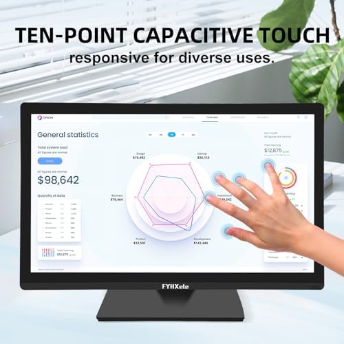 FYHXele 22 Inch Touchscreen Monitor, IPS FHD 1080P Touch PC Display, 75Hz, LED Backlit Multi-Touch Monitor, VESA, HDMI & VGA & USB Computer Touch Screen for Gaming, Business, Warehouse, Bar, Gym - Image 3