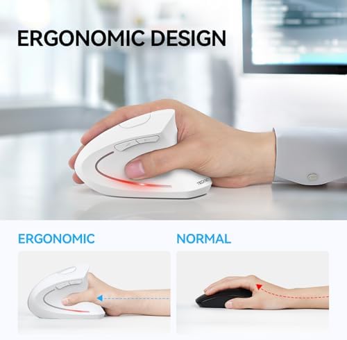 TECKNET Ergonomic Mouse, 4800 DPI Wireless Bluetooth Vertical, 3-Device - Image 5