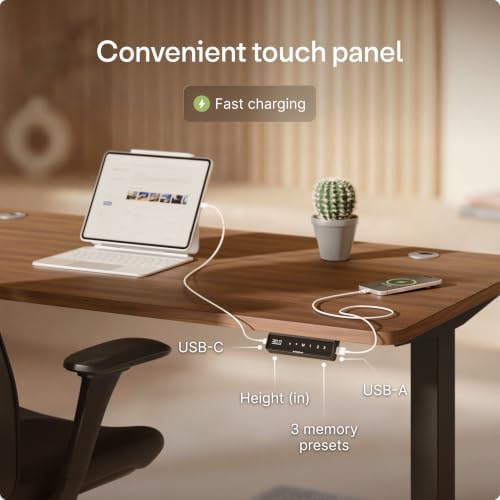 Desktronic HomePro Standing Desk 80x30 — Made in Europe, Ergonomic Sit Stand Home Office Desk, Electric Height Adjustable, Dual Motor, USB & USB-C Charging, Wobble-Free, Touchscreen, 3 Memory Presets - Image 5