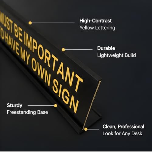 Funny Desk Sign for Office, Black Yellow Nameplate, My Own Sign - Image 4