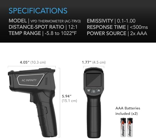 AC Infinity VPD Thermometer, Infrared Leaf VPD & Temperature Gun for Plants - Image 6