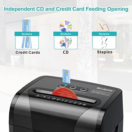 Woolsche Paper Shredder, 18-Sheet Cross Cut with 5.28-Gallon Pull Out Bin, P-4 Security Level, Shred Paper and Credit Card and CD, Durable&Fast with Auto Jam Proof System Shredder for Office - Image 4