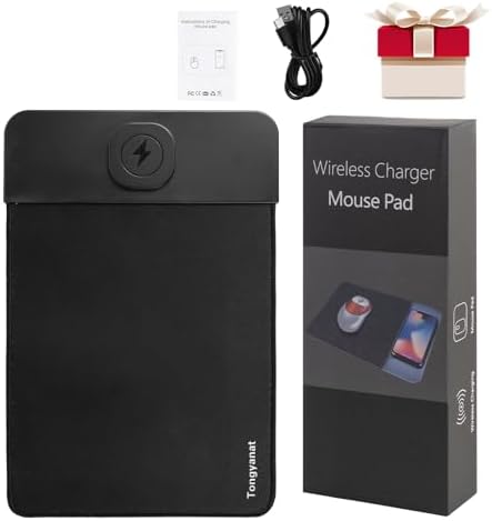 15W Wireless Charging Mouse Pad, 2 in 1 Desk Pad with Non-Slip Rubber Base, Fast Qi Wireless Charger for iPhone/Computers/Home Charging Devices, 12.8 * 8.5in Mouse Pad - Blue - Image 7