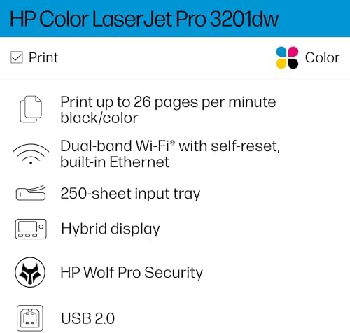 HP Color Laserjet Pro 3201dw Wireless Color Laser Printer, Office Printer, Duplex, Best for Office (499Q9F) - Image 2