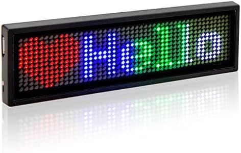 Bluetooth Led Name Badge, Wireless Rechargeable LED Name Tag Scrolling Message Display Programmable LED Signs with Magnet and Pin(Mixcolor) by Leadleds