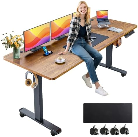 farexon 63x24In Electric Standing Desk Adjustable Height with Mouse Pad by farexon