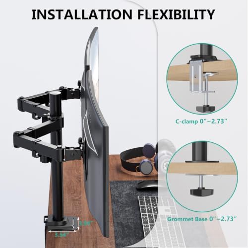WALI Articulating Dual Monitor Stand for 13-32 inch Screens, 22 lbs per Arm - Image 6