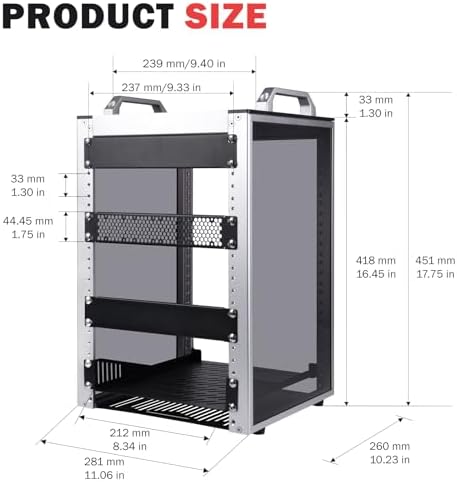 GeeekPi 8U Server Rack Cabinet, DeskPi RackMate T1 Plus,10 inch Network Rack for Servers, Network, A/V Equipment, 10.23inch/260mm Depth (Silver) - Image 2