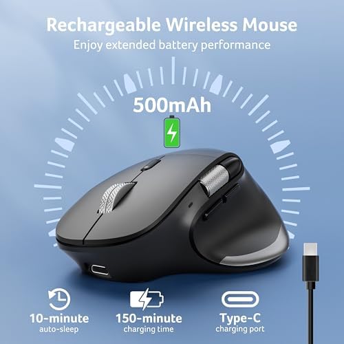 Acer Ergonomic Mouse Wireless Rechargeable with Side Scroll for Laptop/Mac - Image 6