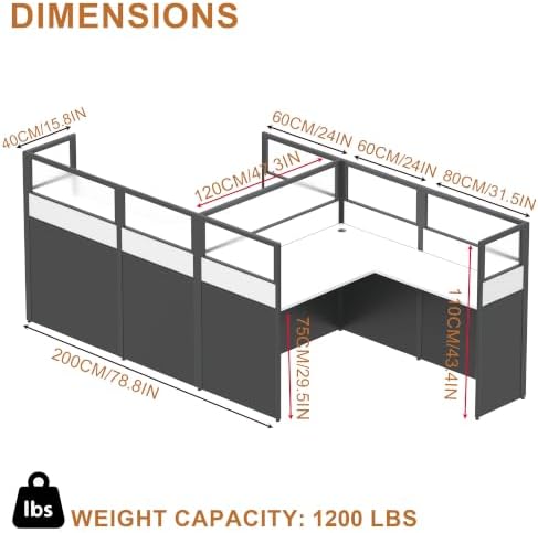 Nykto Office CubicleDesk with Mute Privacy Panels (C2 Person-F, Black) - Image 2