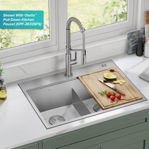 KRAUS Kore 30-Inch Drop In/Top Mount Workstation 16 Gauge 50/50 Double Bowl Stainless Steel Kitchen Sink with Accessories, KWT302-30 - Image 2