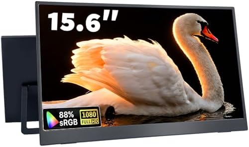15.6 Inch Portable Monitor, 1080P FHD 60Hz IPS Screen, 72% sRGB HDMI USB-C External Monitor for Laptop PC MacBook Phone Xbox PS5/4, Travel Second Display with Kickstand by Unknown