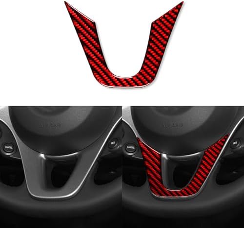 Real Soft Red Carbon Fiber Car Dashboard Control Panel Lower Part U Type Cover Trim Sticker Auto Interior Decoration Accessories Compatible with Benz Smart 2016 2017 2018 2019 2020 2021 by PJFUS