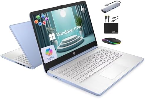 HP 14" Laptop 2025 Business Student Slim Computer, Lifetime MS Office, Copilot AI, Quad-Core Intel CPU, 16GB RAM, 628GB Storage (128GB UFS+500GB Ext), MarxsolAccessory, Wi-Fi 6, Win 11 Pro, Sky Blue by Unknown