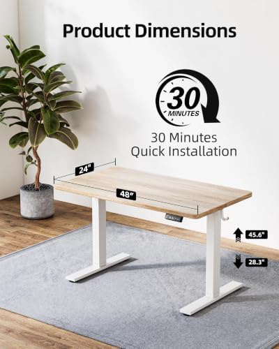 TIQLAB 55 X 24 Inch Height Adjustable Electric Standing Desk, Maple - Image 3