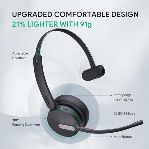 Yealink BH70 UC Bluetooth Headset with Mic for Work from Home Flip-to-Mute - Image 5