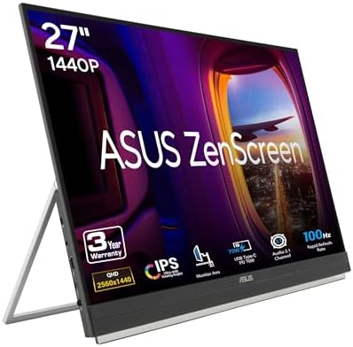 ASUS ZenScreen MB27ACF 27 Inch 1440p 100Hz USB-C Portable Monitor by Unknown