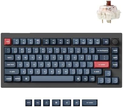 Keychron V1 Max QMK Wireless Mechanical Keyboard, 75% Layout Custom Knob by Keychron