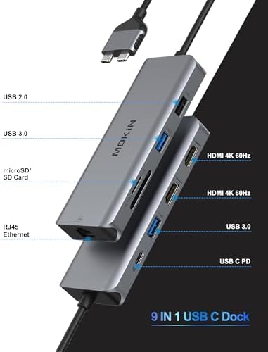 MOKiN MacBook Pro Docking Station Dual Monitor MacBook Pro/Air HDMI Adapter - Image 2