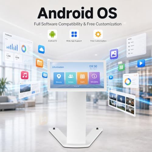 43" Touch Screen Kiosk, Interactive Floor Standing Digital Signage Display, FHD Self-Service Information Terminal with Dual Speakers for Retail, Restaurants, Malls & Advertising - Image 6
